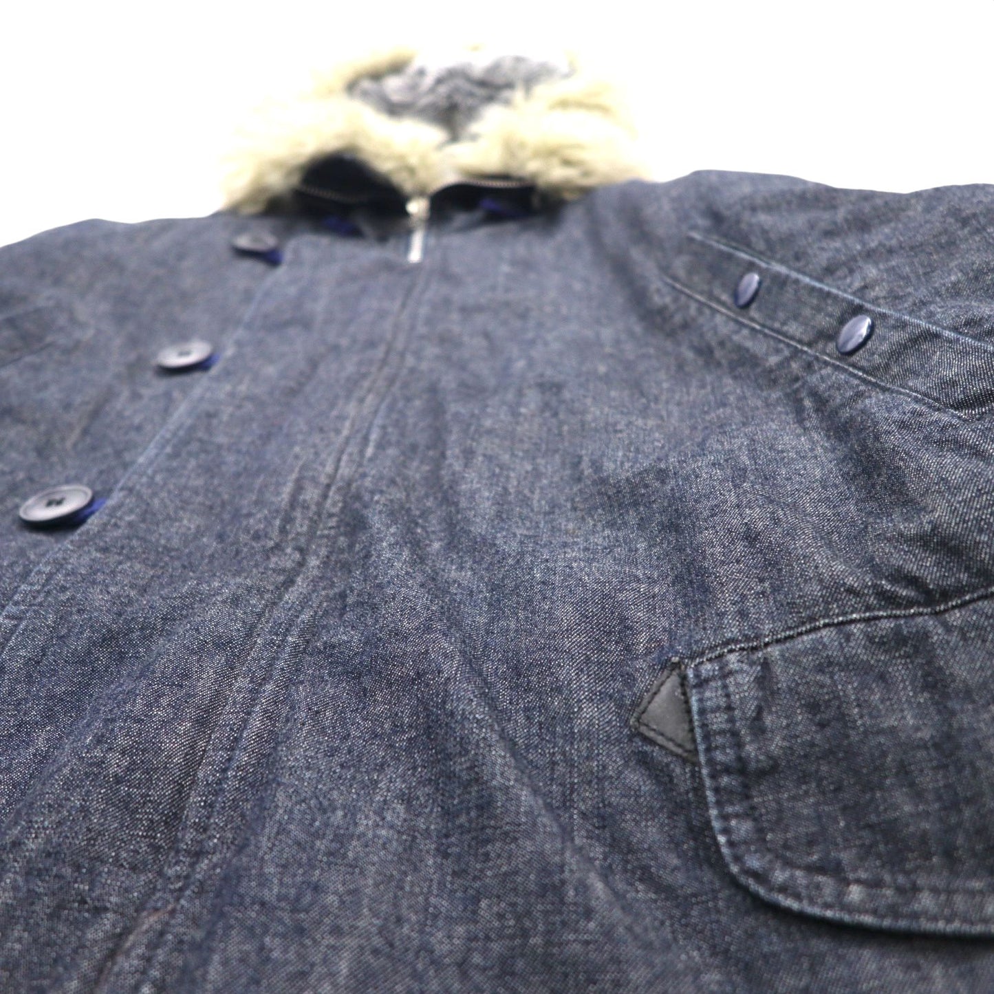 ALPHA INDUSTRIES N-3B Denim Flight Jacket, XL, with Boa Liner and Detachable Fur Lining