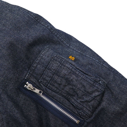 ALPHA INDUSTRIES N-3B Denim Flight Jacket, XL, with Boa Liner and Detachable Fur Lining