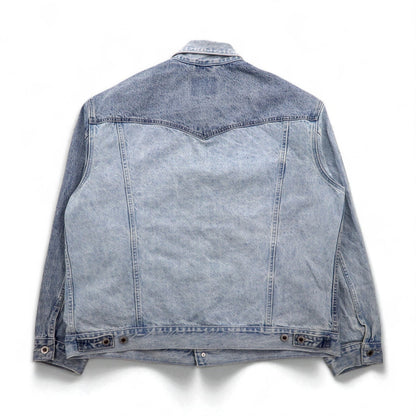 Levi's SILVER TAB Relaxed Trucker Jacket, Size L, Indigo and Light Blue Two-Tone, HEART IS GOOD, A31790005