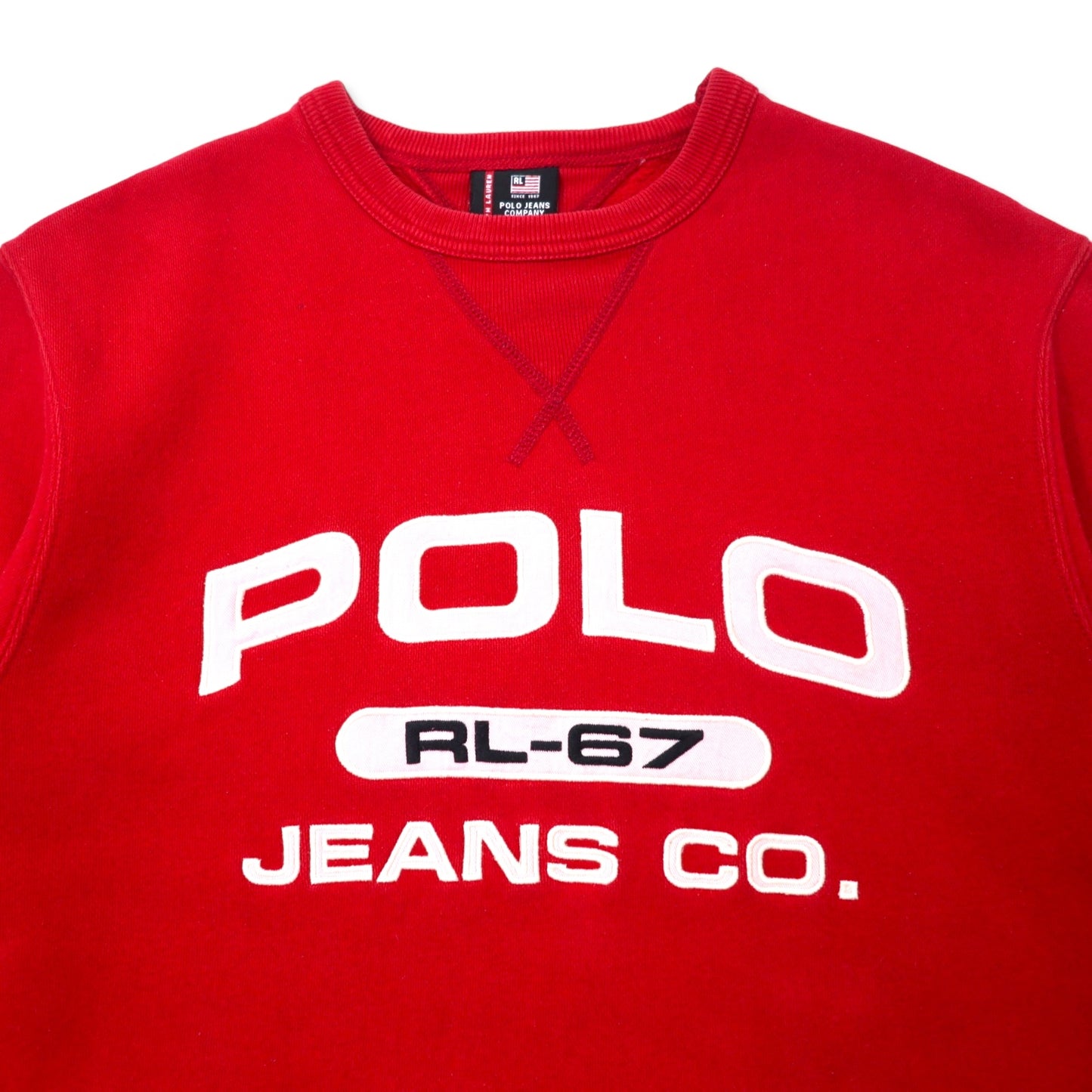 POLO JEANS COMPANY RALPH LAUREN 90年代 ロゴ刺繍 スウェット S レッド コットン