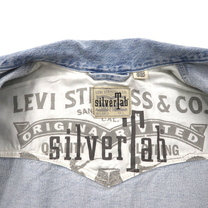 Levi's SILVER TAB Relaxed Trucker Jacket, Size L, Indigo and Light Blue Two-Tone, HEART IS GOOD, A31790005