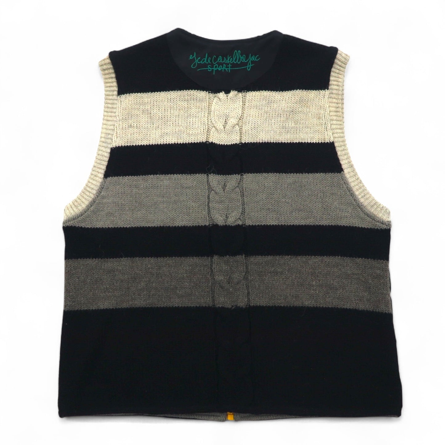 Castelbajac sport イタリア製 90年代 異素材切り替え フルジップ ベスト M ブラック キャラクター刺繍