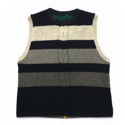 Castelbajac sport イタリア製 90年代 異素材切り替え フルジップ ベスト M ブラック キャラクター刺繍