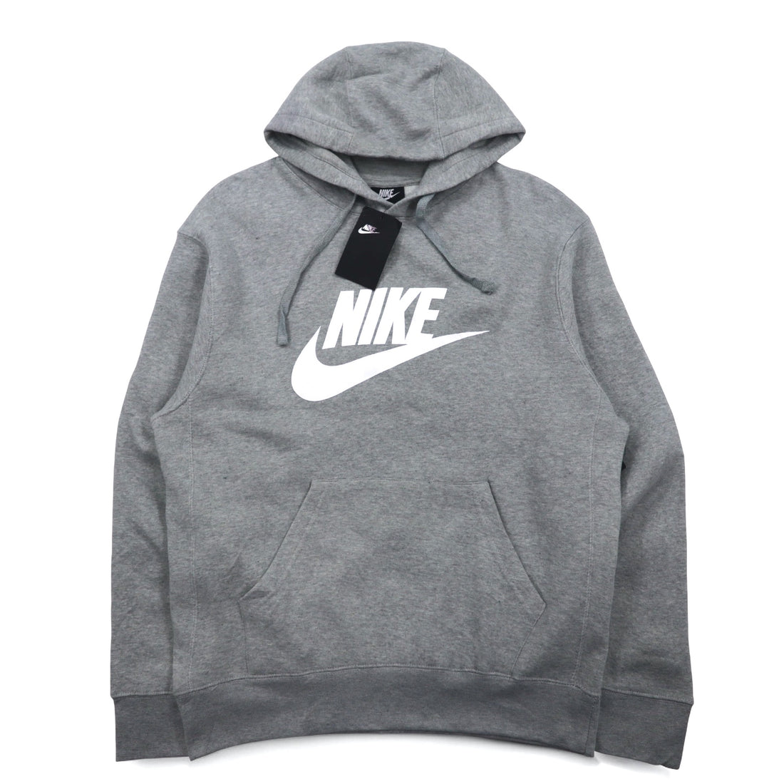 NIKE Swoosh Logo Print Pullover Hoodie L Grey NSW CLUB HOODIE BV2973-063 Made in Pakistan Unused