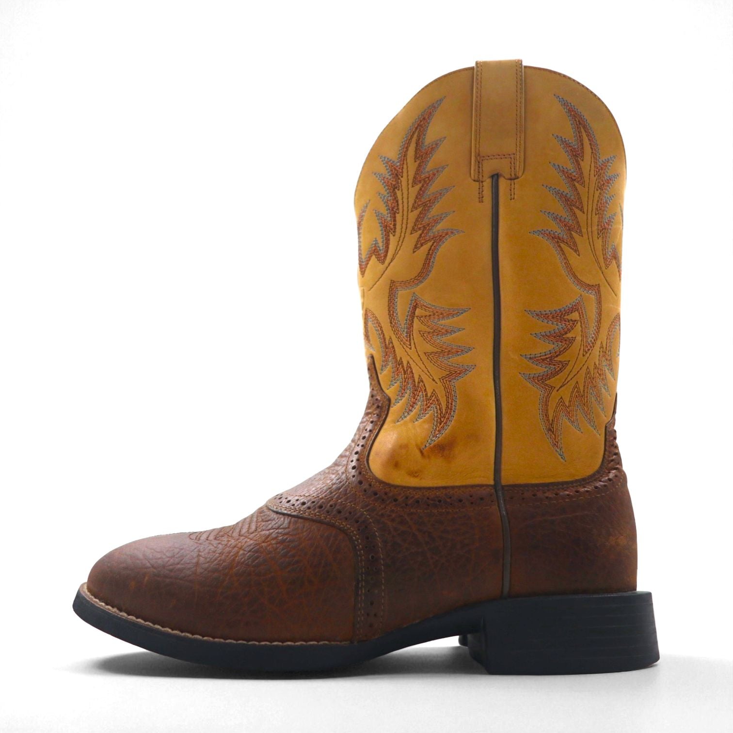 ARIAT Heritage Stockman Cowboy Western Boots, Size 26cm, Two-Tone, Goodyear Welt Construction, Carved Stitching, Embroidery, Roper Boots, 10002247