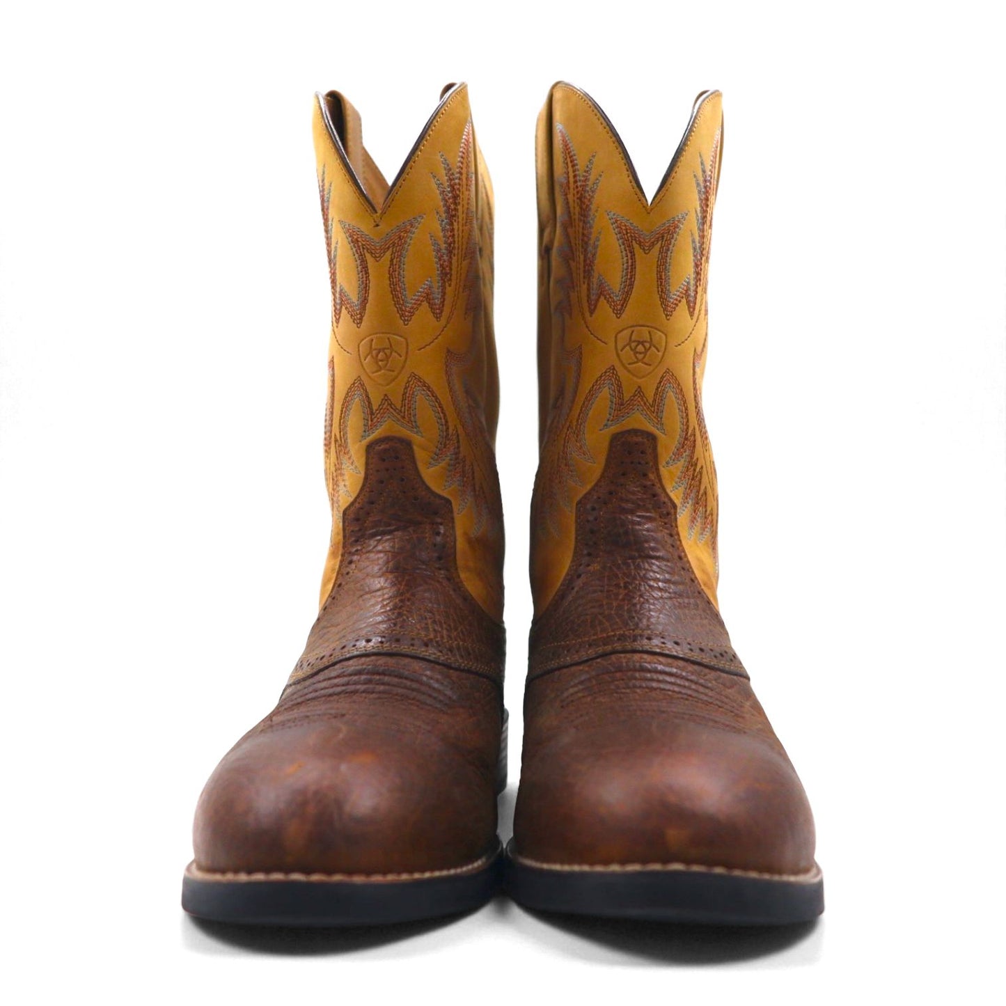 ARIAT Heritage Stockman Cowboy Western Boots, Size 26cm, Two-Tone, Goodyear Welt Construction, Carved Stitching, Embroidery, Roper Boots, 10002247