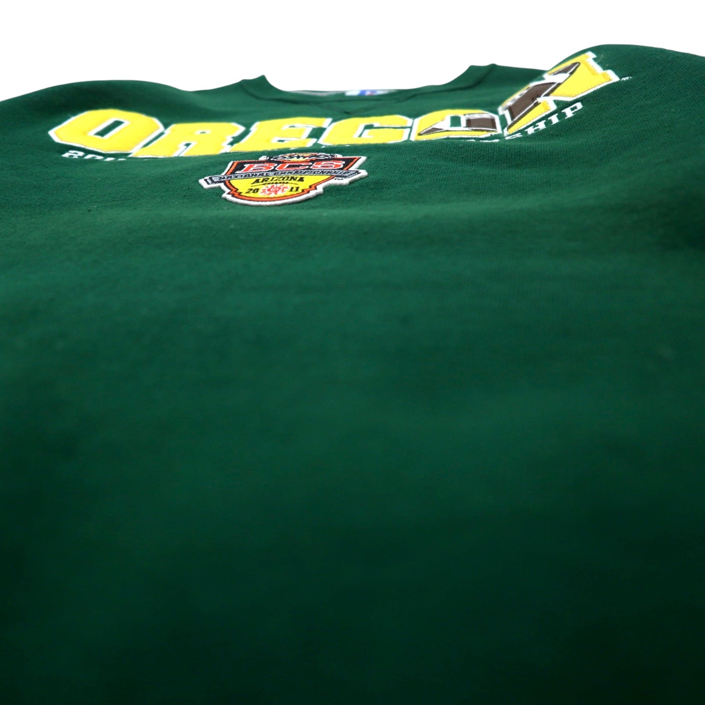 RUSSEL ATHLETIC スウェット M グリーン コットン 刺繍 裏起毛 OREGON BCS NATIONAL CHAMPIONSIP