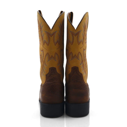 ARIAT Heritage Stockman Cowboy Western Boots, Size 26cm, Two-Tone, Goodyear Welt Construction, Carved Stitching, Embroidery, Roper Boots, 10002247