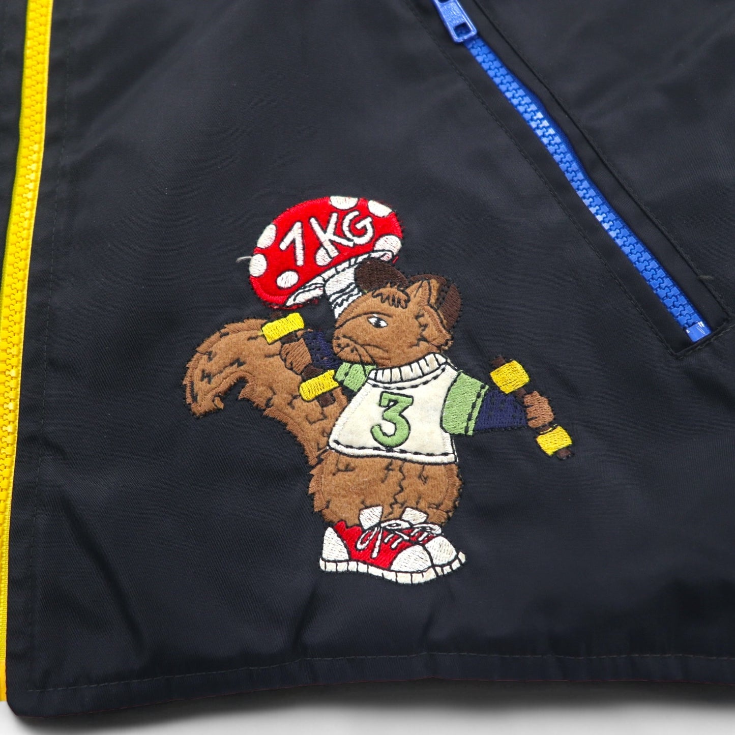 Castelbajac sport イタリア製 90年代 異素材切り替え フルジップ ベスト M ブラック キャラクター刺繍