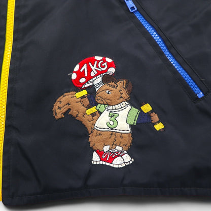 Castelbajac sport イタリア製 90年代 異素材切り替え フルジップ ベスト M ブラック キャラクター刺繍