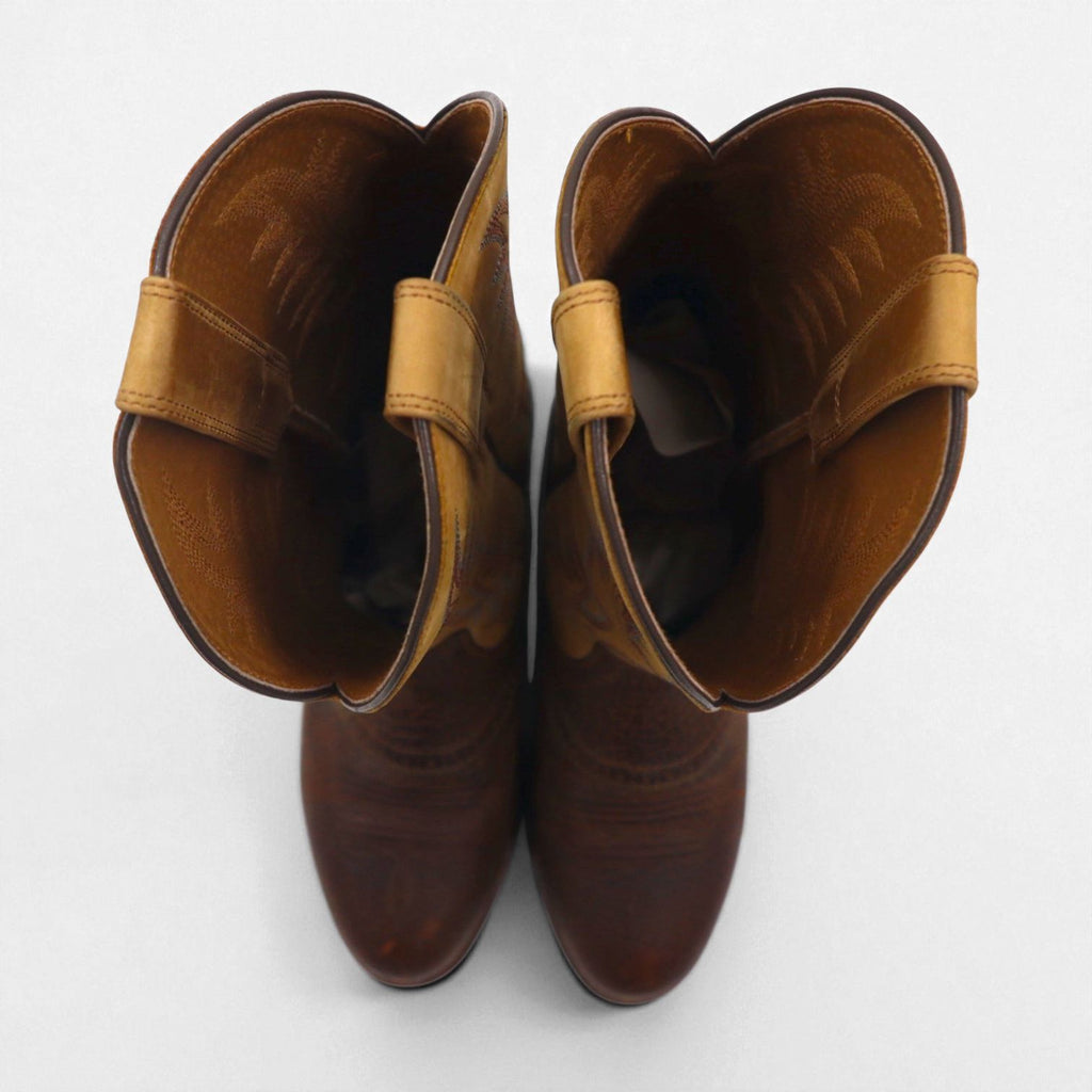 ARIAT Heritage Stockman Cowboy Western Boots, Size 26cm, Two-Tone, Goodyear Welt Construction, Carved Stitching, Embroidery, Roper Boots, 10002247