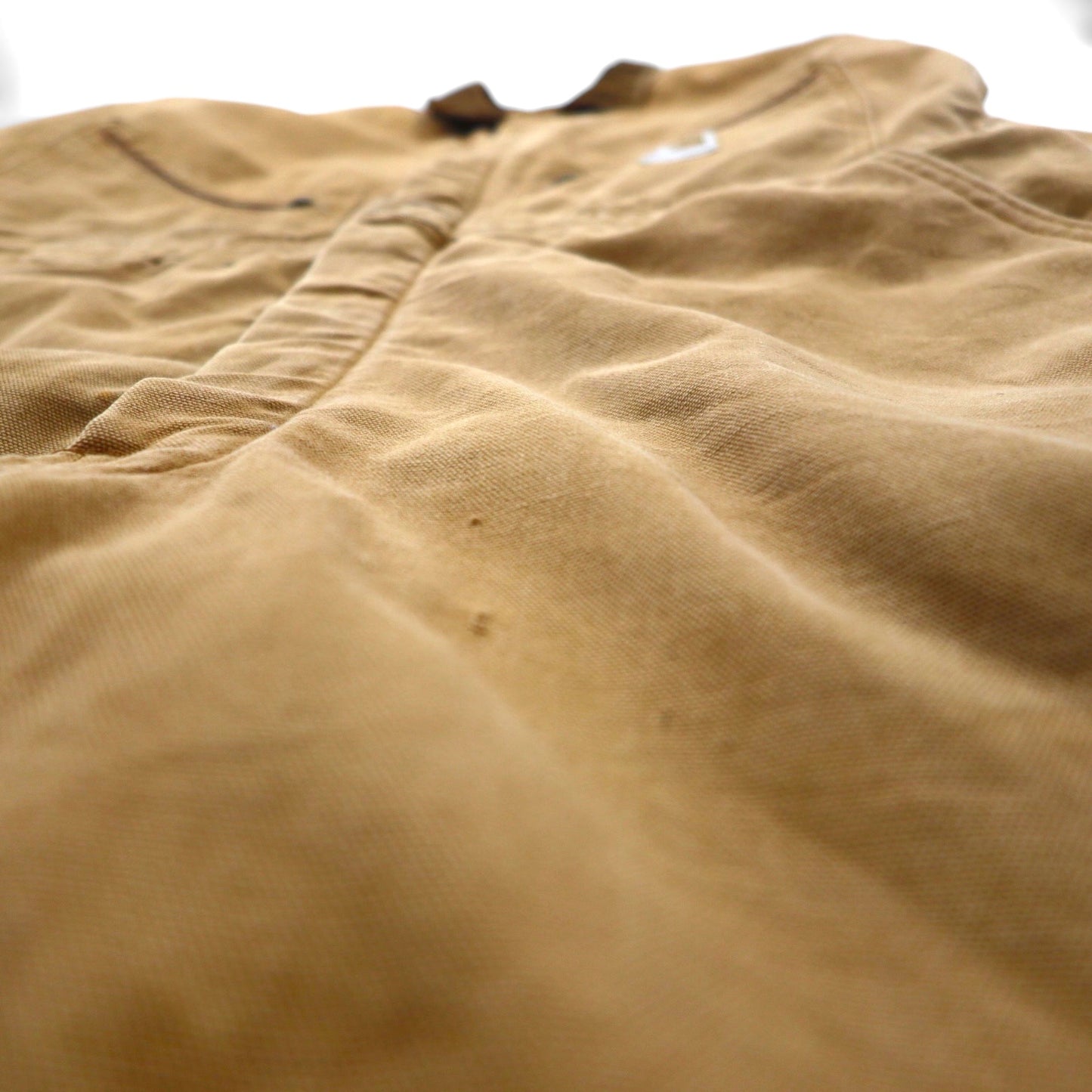 Carhartt 1970s USA-made duck padded jumpsuit, size L, camel, with quilted liner and gripper zipper. Item number 996QZ.