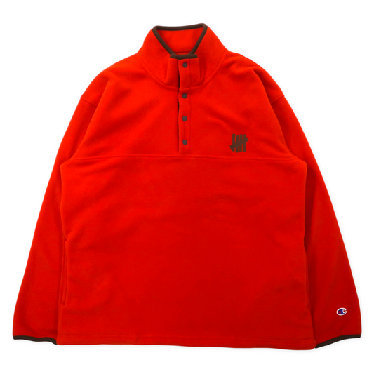 UNDEFEATED × Champion ハーフスナップ フリースジャケット XL オレンジ ポリエステル POLARTEC SNAP JACKET C8-N665