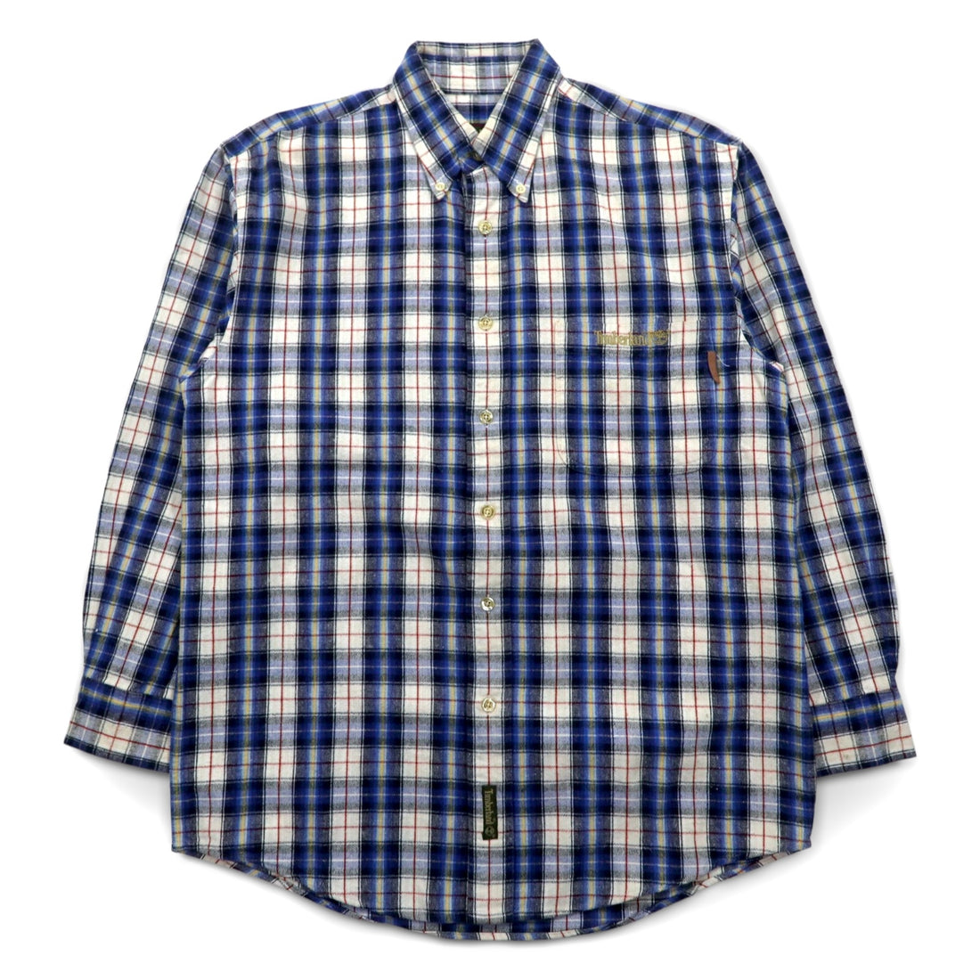 Timberland WEATHERGEAR Button-down Shirt, S, Blue, Check, Cotton, One-point Logo Embroidery