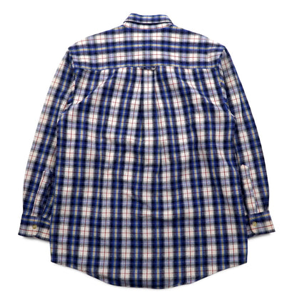 Timberland WEATHERGEAR ボタンダウンシャツ S ブルー チェック コットン ワンポイントロゴ刺繍