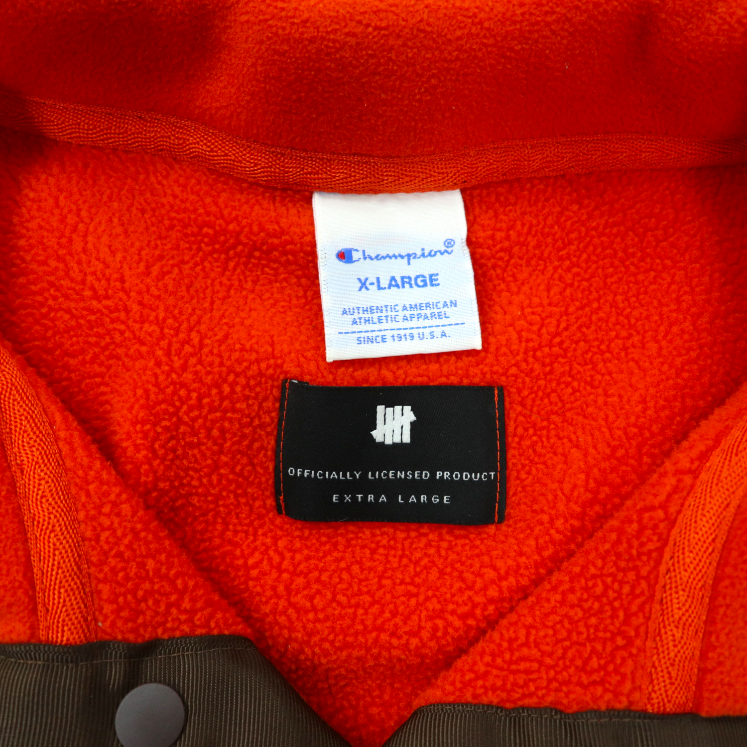 Undefeated x Champion Half Snap FLEECE Jacket XL Orange Polyester