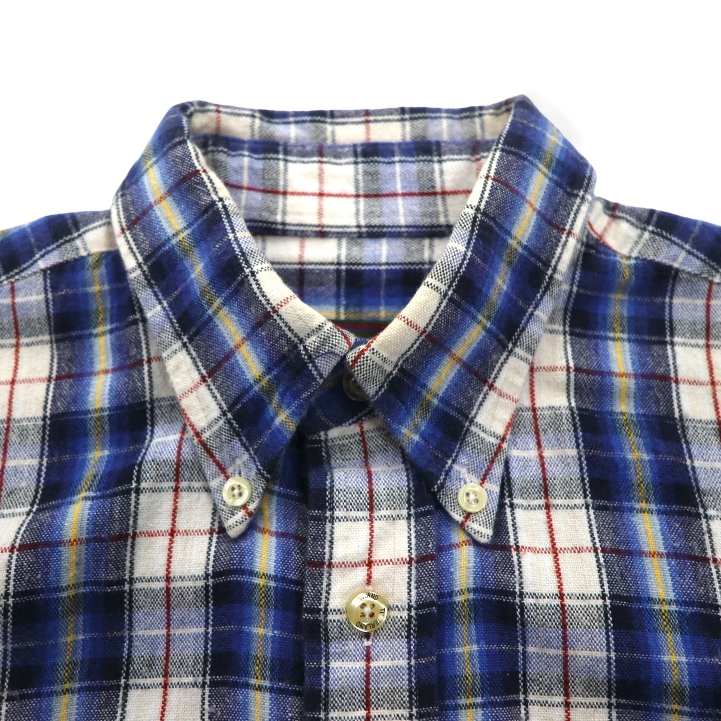 Timberland WEATHERGEAR ボタンダウンシャツ S ブルー チェック コットン ワンポイントロゴ刺繍