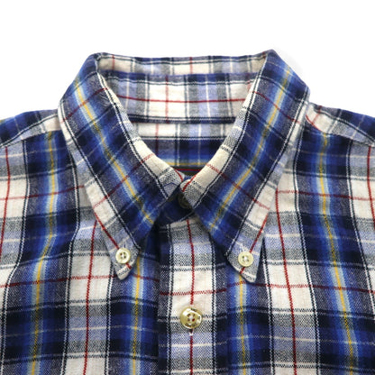 Timberland WEATHERGEAR ボタンダウンシャツ S ブルー チェック コットン ワンポイントロゴ刺繍