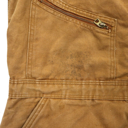 Carhartt 1970s USA-made duck padded jumpsuit, size L, camel, with quilted liner and gripper zipper. Item number 996QZ.