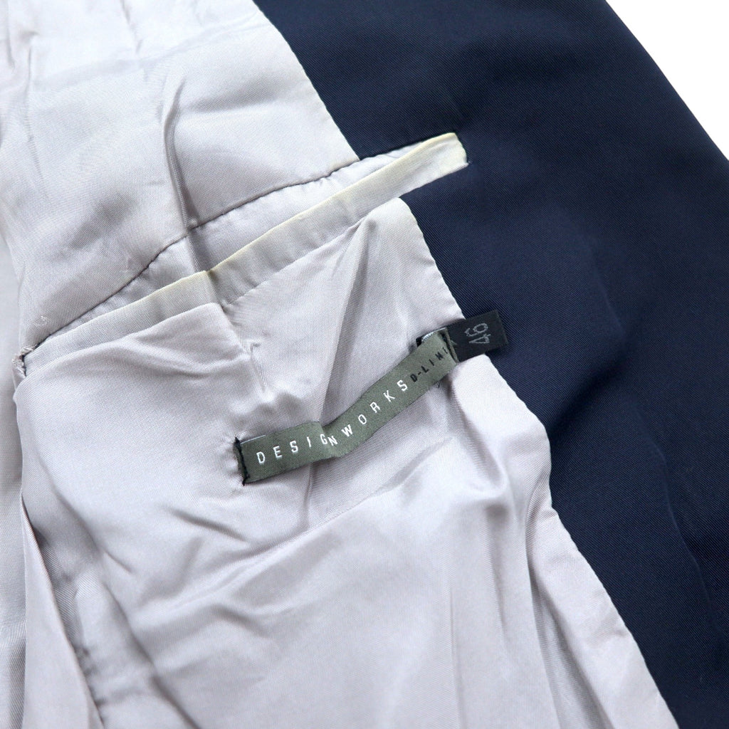 DESIGNWORKS D-LINE 2B Quilted Tailored Jacket 46 Navy Polyester Made in Japan