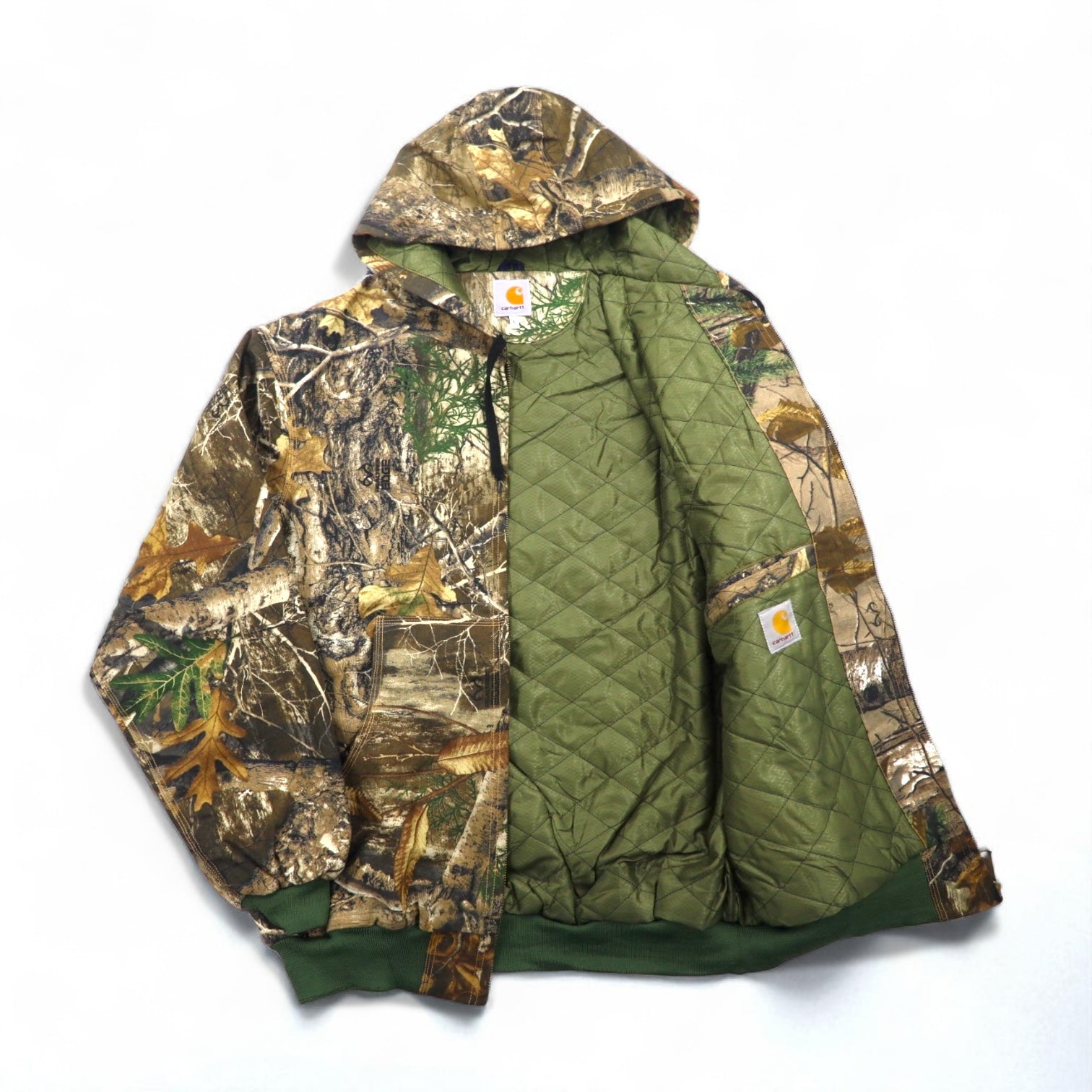 Carhartt Remade Realtree Camo Active Jacket Hoodie Size L Khaki
