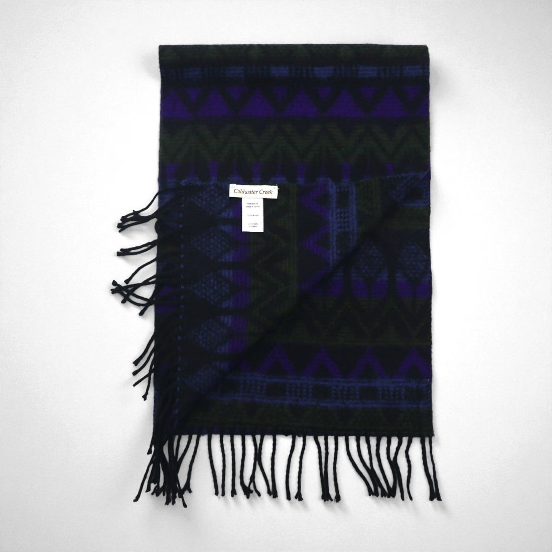 Coldwater Creek Native American Print Fringe Scarf, Acrylic, Geometric, Multicolor, All-Over Print