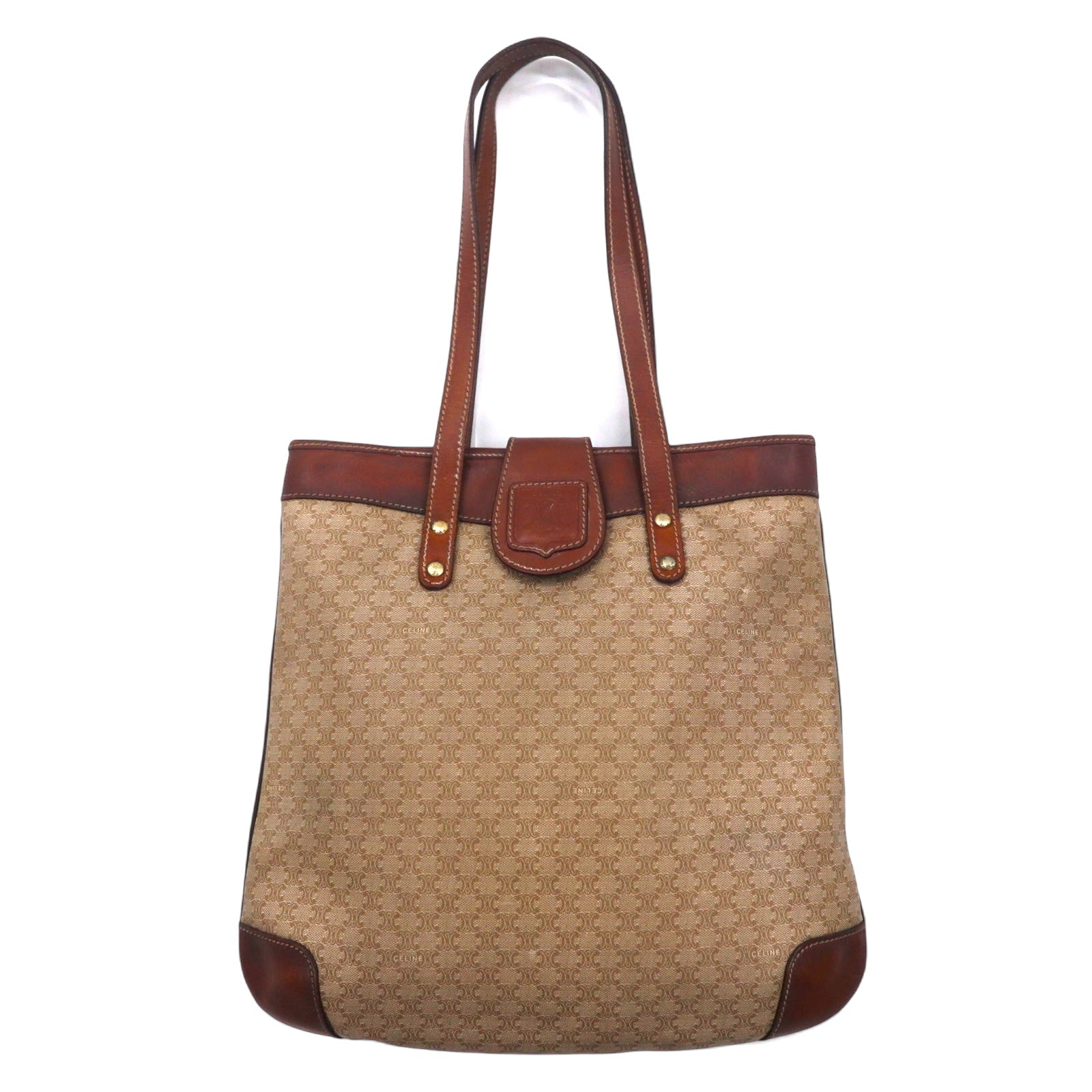 日本然リトテ-古着オンライン-CELINE イタリア製 オールド マカダム柄 トートバッグ ベージュ ロゴ 総柄 ririジップ M06-CELINE Italy Made Vintage Macadam pattern tote bag beige logo patterned riri zip M06