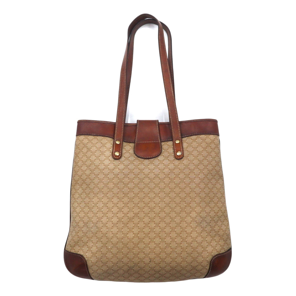 CELINE Made in Italy Old Macadam Tote Bag Beige Logo All-over Print Riri Zip M06