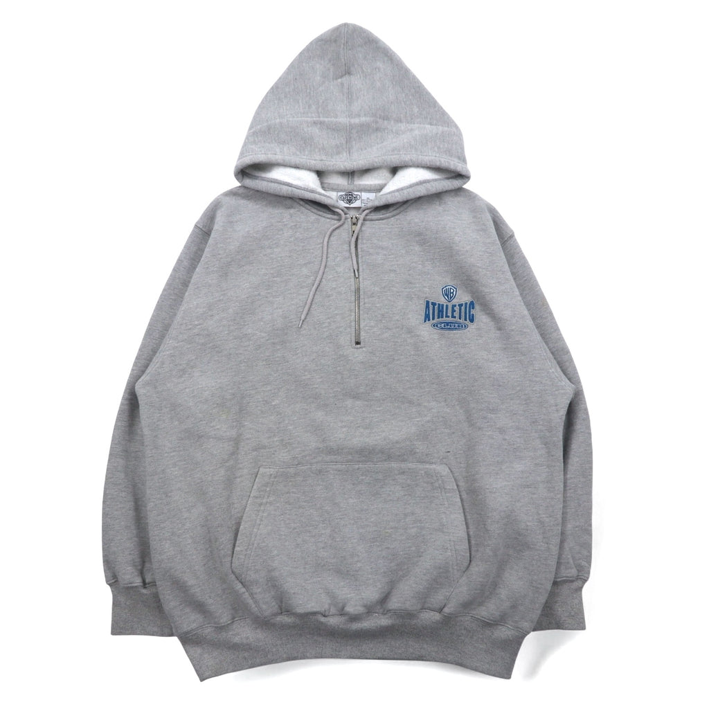 WARNER BROS. 90s Looney Tunes Character Embroidery Half Zip Hoodie XL Gray ACME CLOTHING CO.