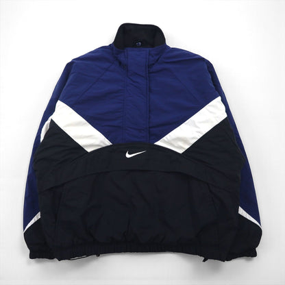 NIKE 90年代 銀タグ ハーフジップ アノラックジャケット ナイロン ジャージ XL 中綿 カンガルーポケット 短丈 ドローコード