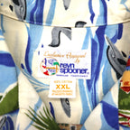 Exclusive Apparel by Reyn Spooner 90s Made in Hawaii Bikini Tag Aloha Shirt, Size XL, Blue, All-Over Print