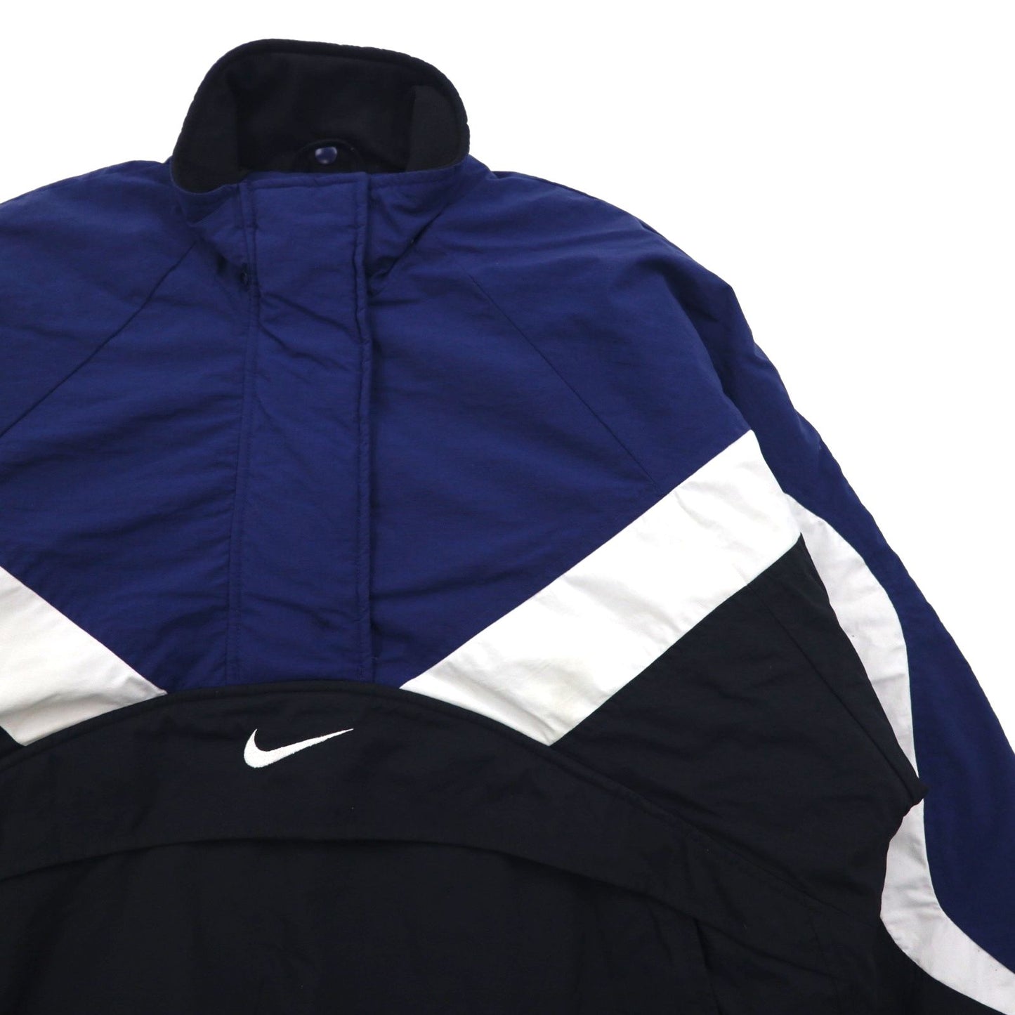 NIKE 90年代 銀タグ ハーフジップ アノラックジャケット ナイロン ジャージ XL 中綿 カンガルーポケット 短丈 ドローコード