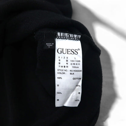 GUESS トライアングルロゴ プリント スウェット L ブラック コットン