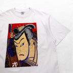 Japan Shine 浮世絵 プリント Tシャツ L ホワイト コットン 日本画 歌舞伎 尾上菊五郎