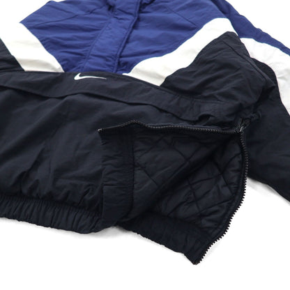 NIKE 90年代 銀タグ ハーフジップ アノラックジャケット ナイロン ジャージ XL 中綿 カンガルーポケット 短丈 ドローコード