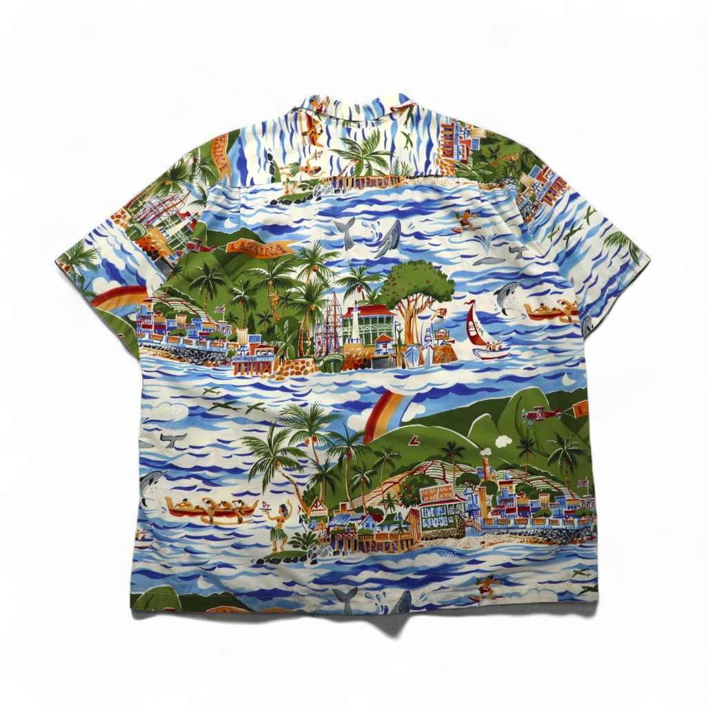 Exclusive Apparel by Reyn Spooner 90s Made in Hawaii Bikini Tag Aloha Shirt, Size XL, Blue, All-Over Print