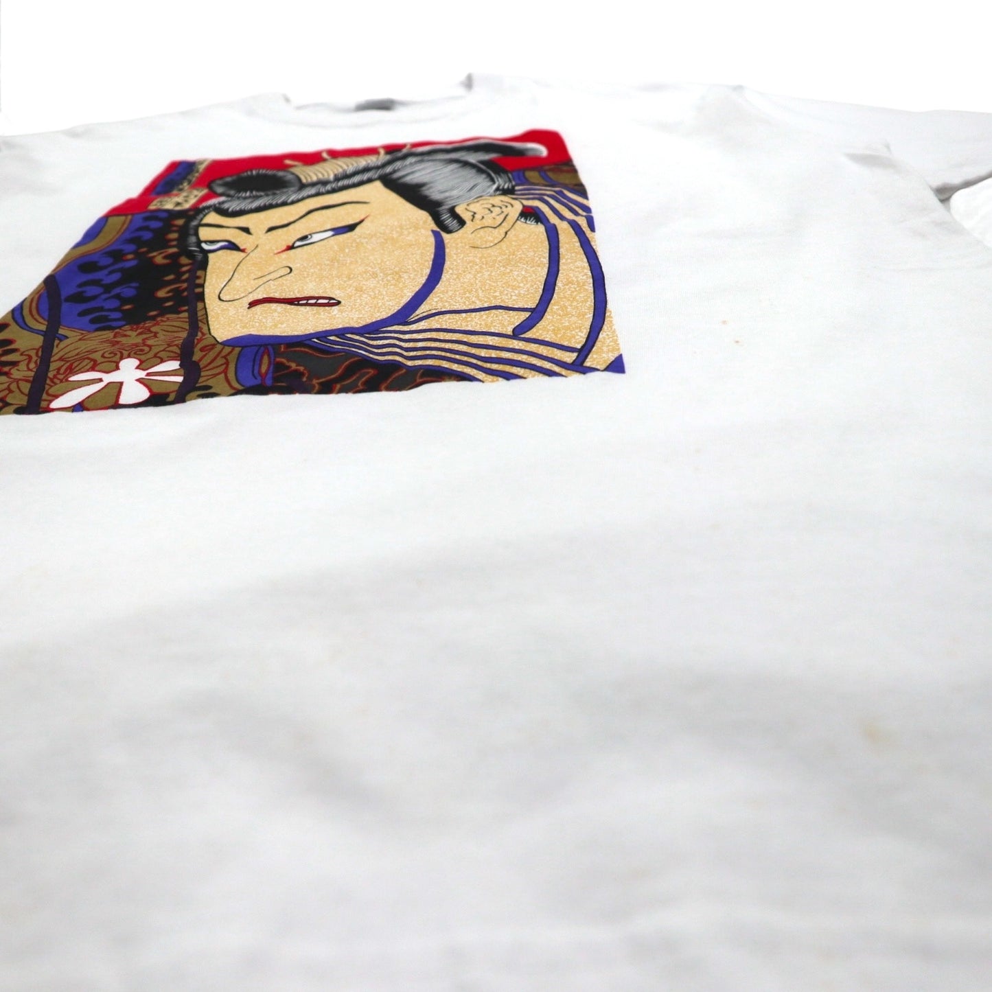 Japan Shine 浮世絵 プリント Tシャツ L ホワイト コットン 日本画 歌舞伎 尾上菊五郎