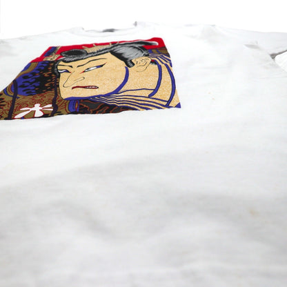 Japan Shine 浮世絵 プリント Tシャツ L ホワイト コットン 日本画 歌舞伎 尾上菊五郎