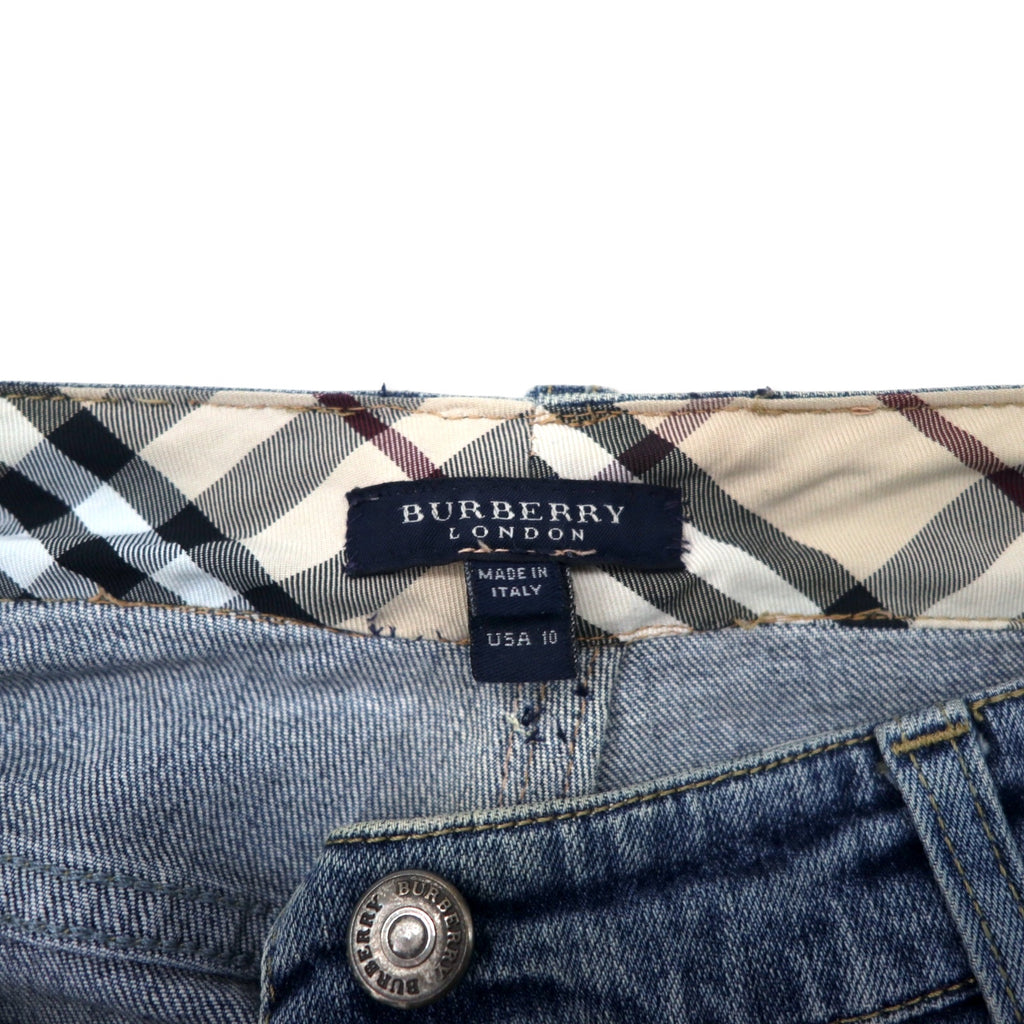 BURBERRY イタリア製 ノバチェック ブーツカット デニムパンツ 10 ブルー コットン ストレッチ