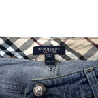 BURBERRY イタリア製 ノバチェック ブーツカット デニムパンツ 10 ブルー コットン ストレッチ