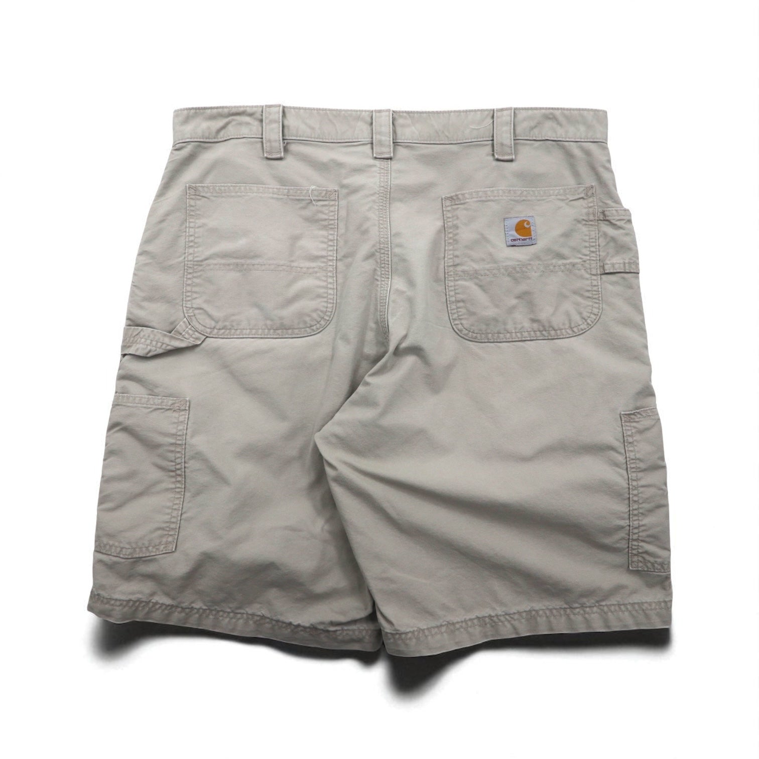 Carhartt Canvas Utility Work Shorts, duck-dyed, beige, size XL, B147, made in Mexico.