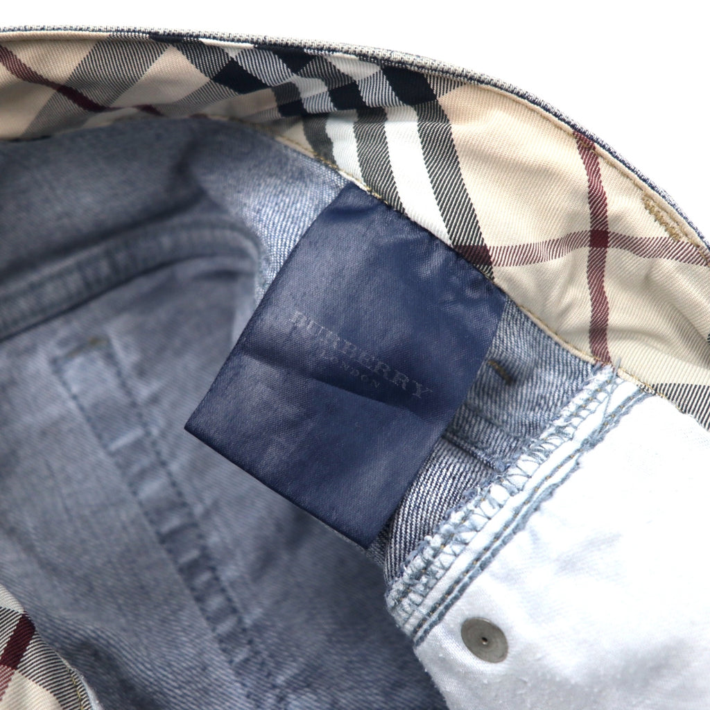 BURBERRY イタリア製 ノバチェック ブーツカット デニムパンツ 10 ブルー コットン ストレッチ