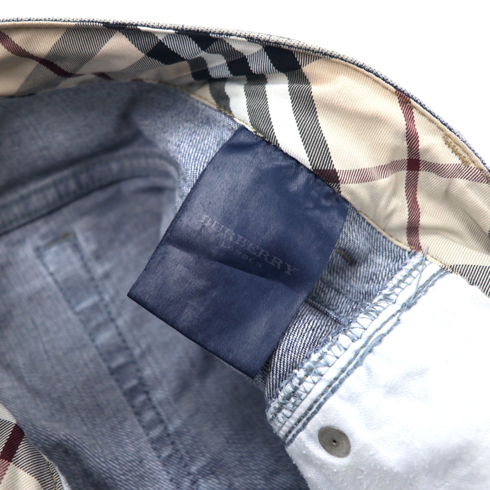BURBERRY イタリア製 ノバチェック ブーツカット デニムパンツ 10 ブルー コットン ストレッチ
