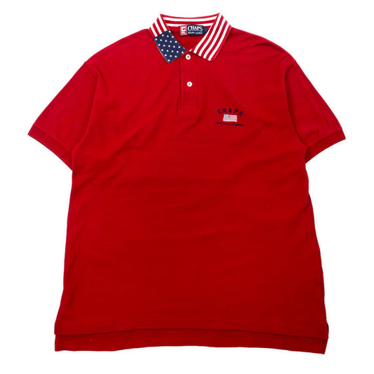 日本然リトテ-古着オンライン-CHAPS RALPH LAUREN 90年代 星条旗 ポロシャツ L レッド コットン ロゴ刺繍-CHAPS RALPH LAUREN 90s Star Icho Flag Polo Shirt L Red Cotton Logo Embroidery