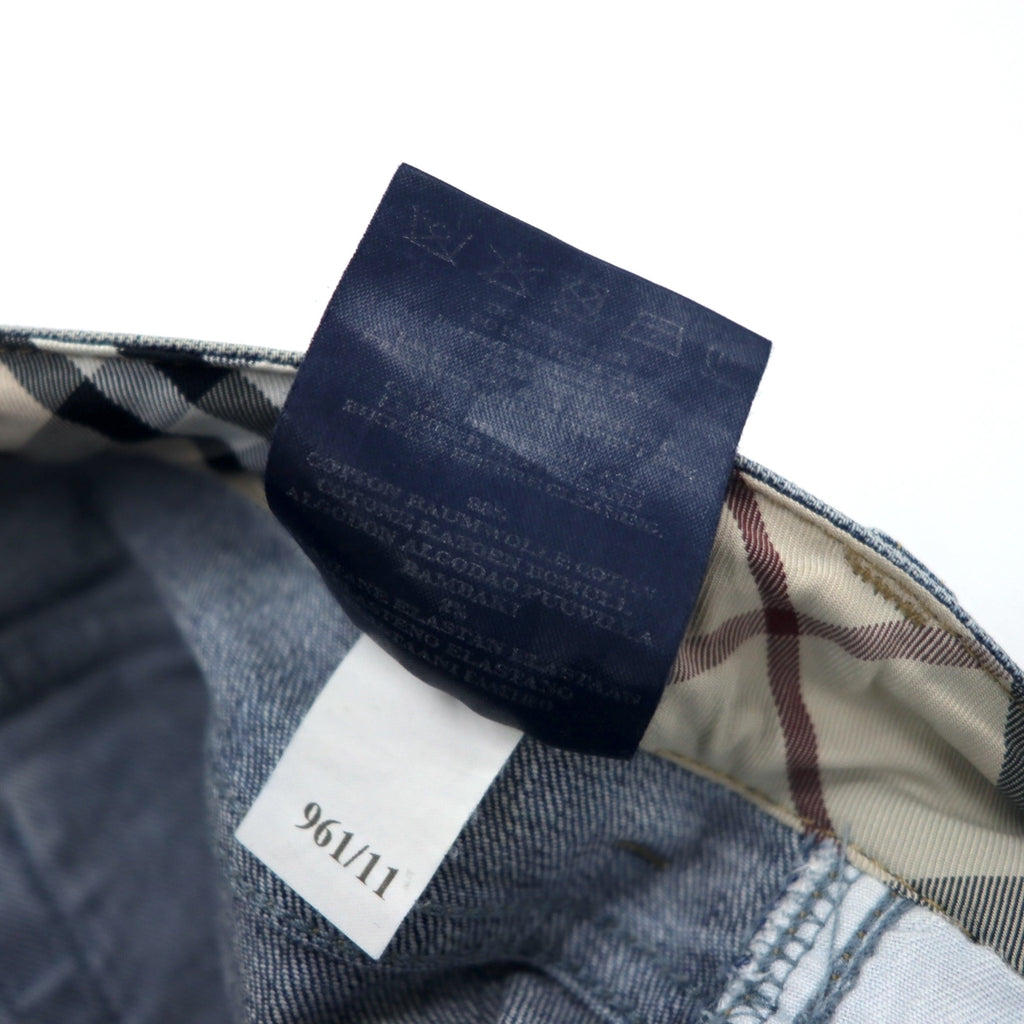 BURBERRY イタリア製 ノバチェック ブーツカット デニムパンツ 10 ブルー コットン ストレッチ