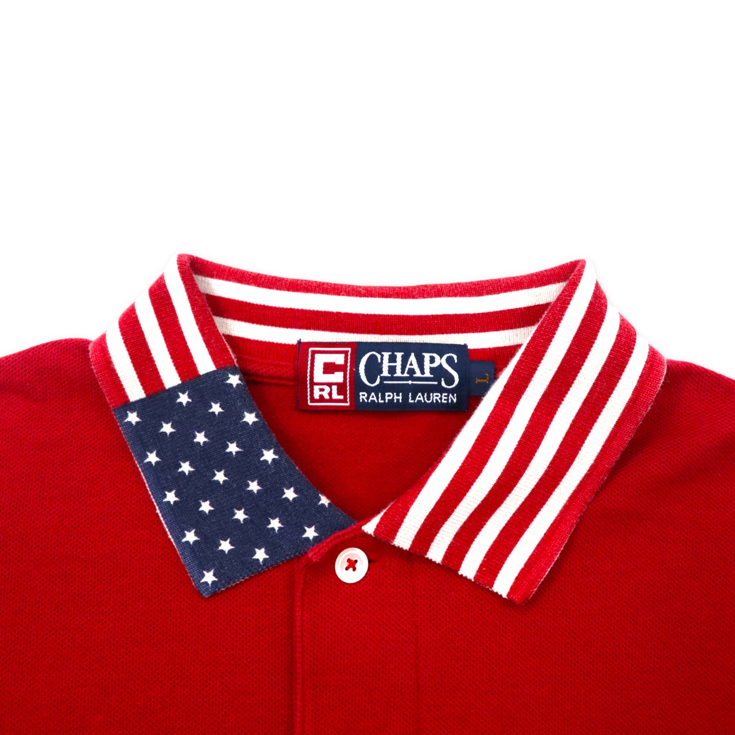 CHAPS RALPH LAUREN 90年代 星条旗 ポロシャツ L レッド コットン ロゴ刺繍