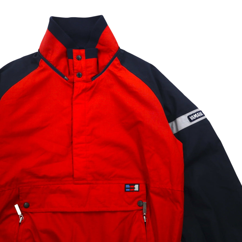 YAMAHA 90年代 ハーフジップ アノラックジャケット S レッド ポリエステル