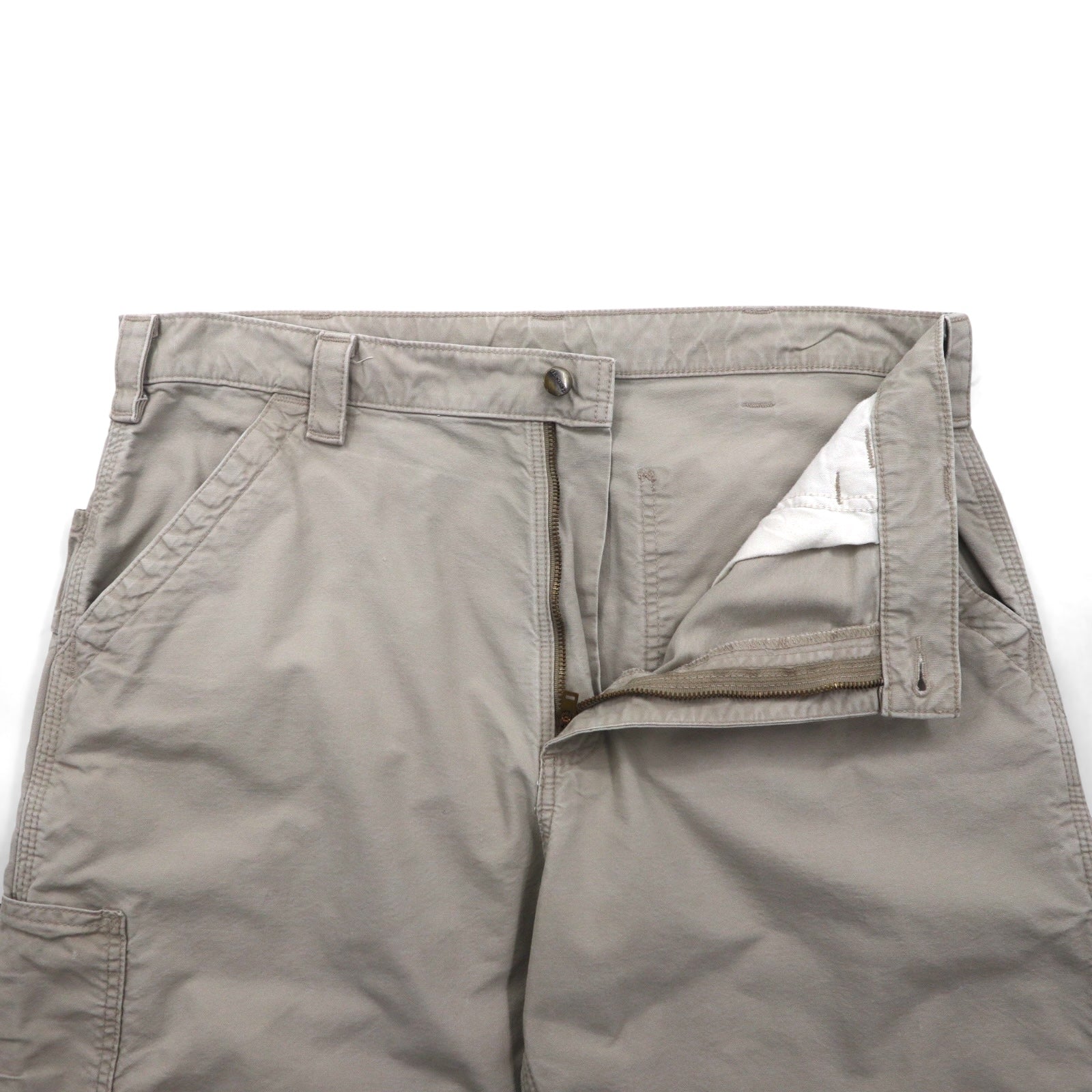 Carhartt Canvas Utility Work Shorts, duck-dyed, beige, size XL, B147, made in Mexico.