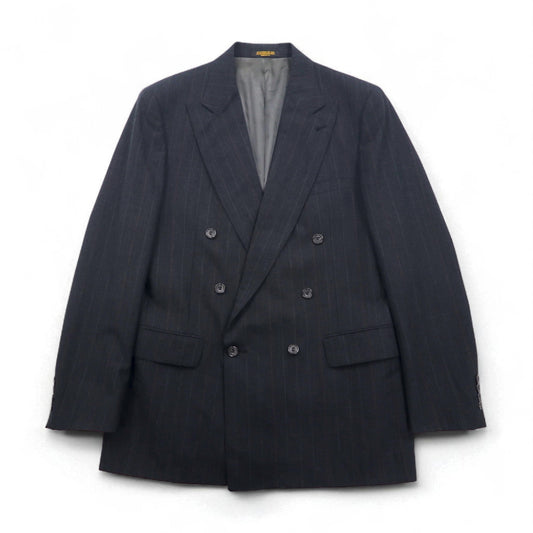 Vintage 80s USA Made Pinstripe Double Breasted Blazer Jacket EVAN PICONE 80年代 USA製 ダブル テーラードジャケット ブレザー L ユニオンメイド ACTWUタグ TAILORED FOR FOLEYS