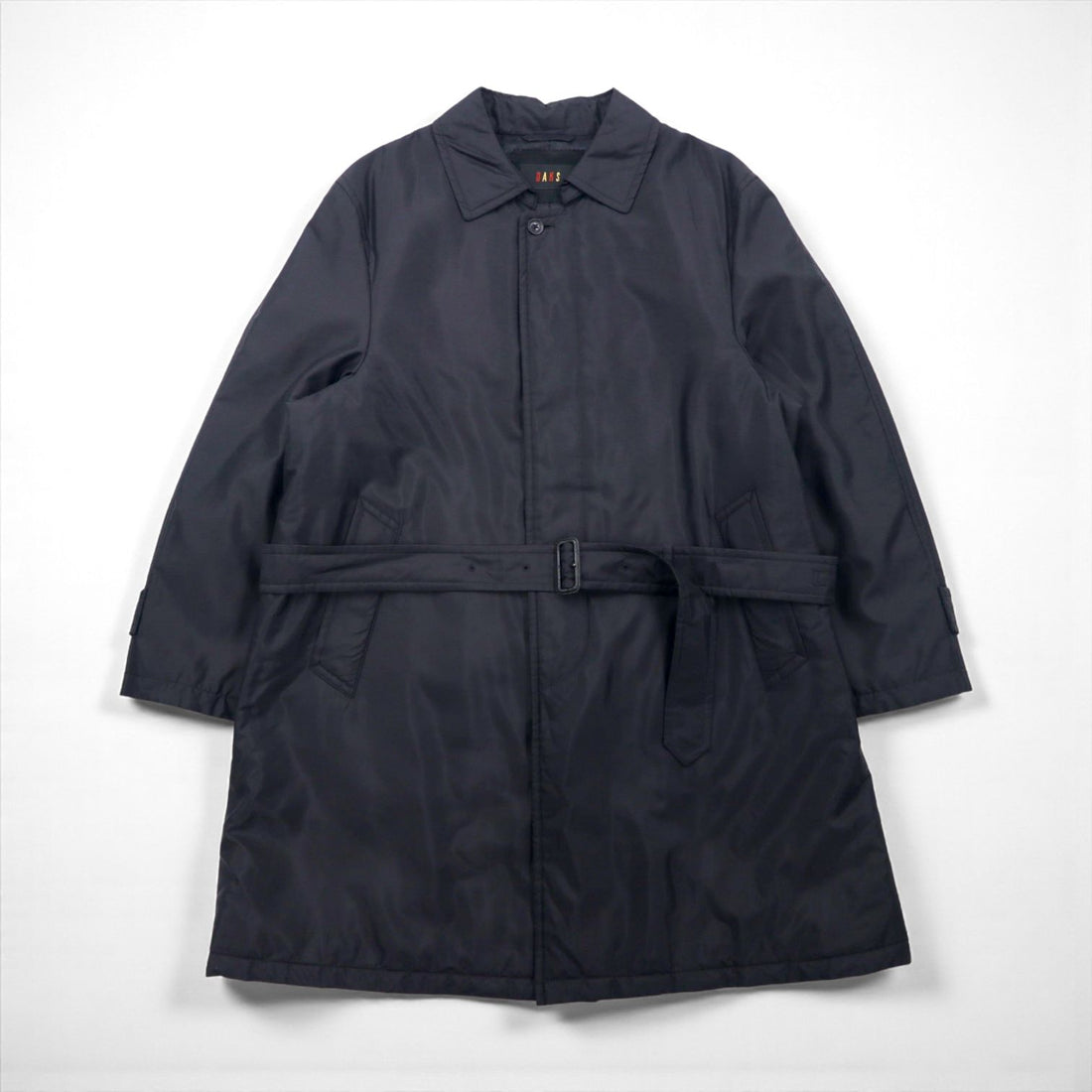 DAKS パデッド ステンカラーコート L ブラック 中綿 インサレーション ベルト付 日本製